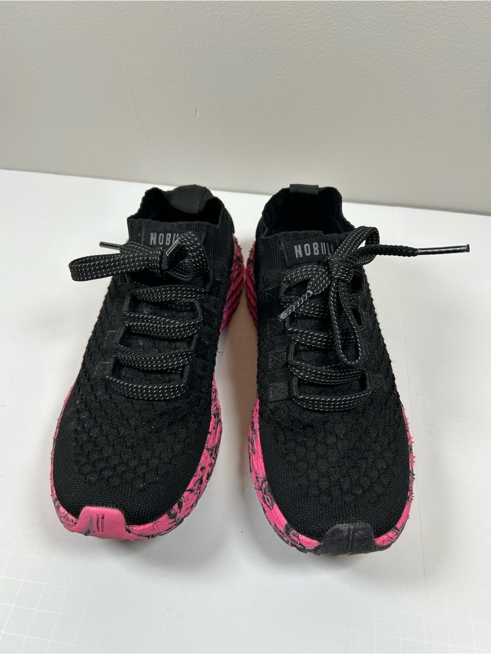 Nobull AllDay Knit Runner Black Knit Athletic Sneakers with Pink Marbled Sole - Picture 4 of 9